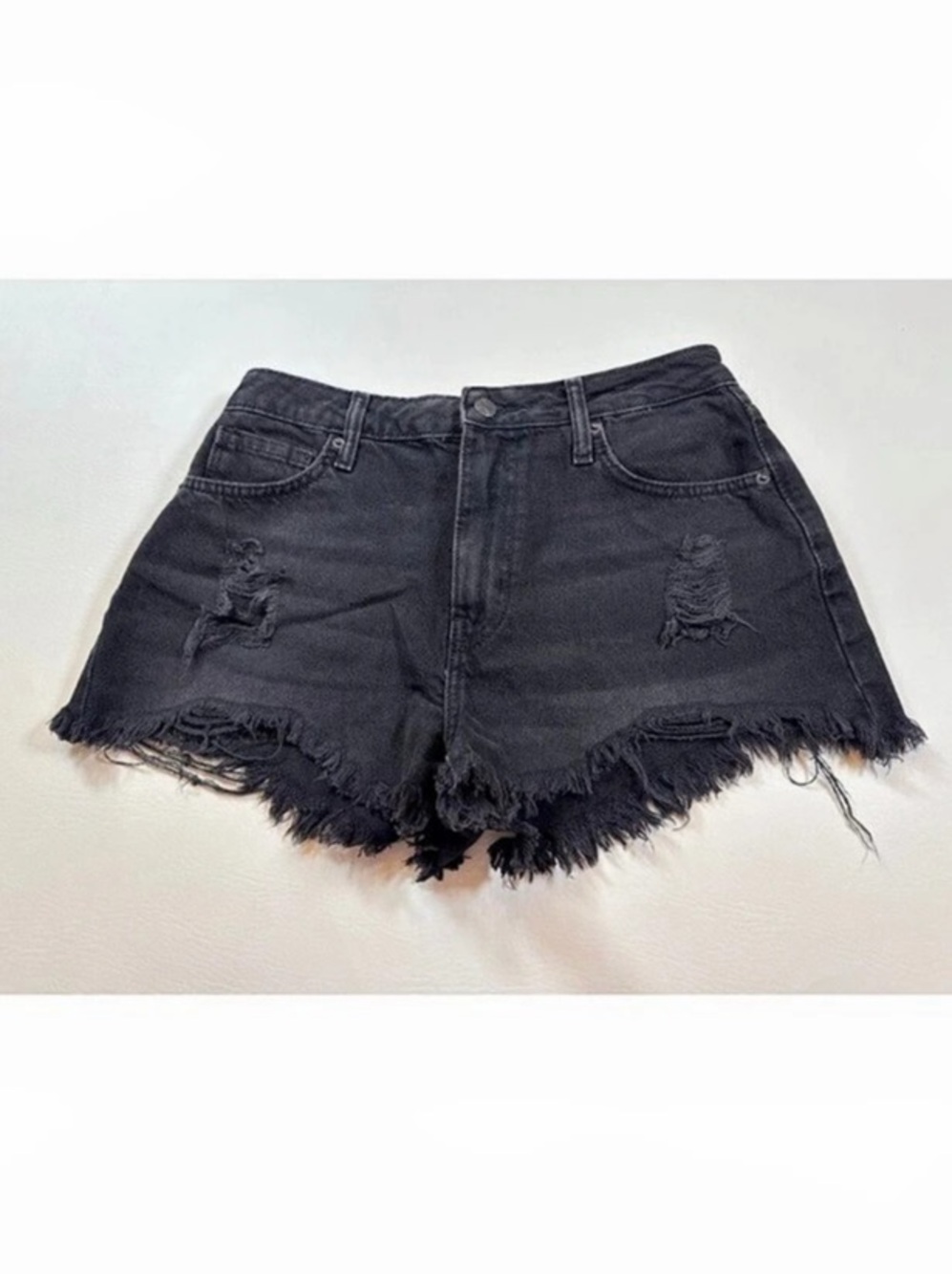 Forever 21 Distressed Black Jean Shorts Waist 27